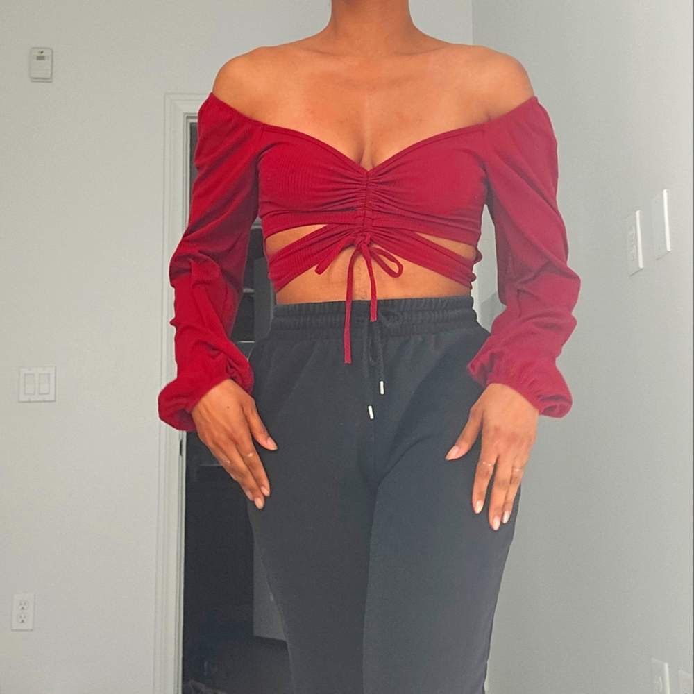 Forever 21  | Cranberry Knit Top With Cutouts